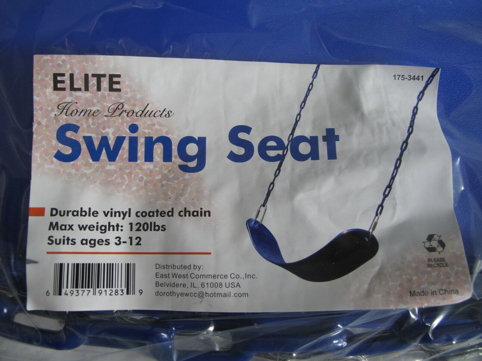 2 60" vinyl coated chains 120 lb capacity RED NEW Elite Swing Seat 